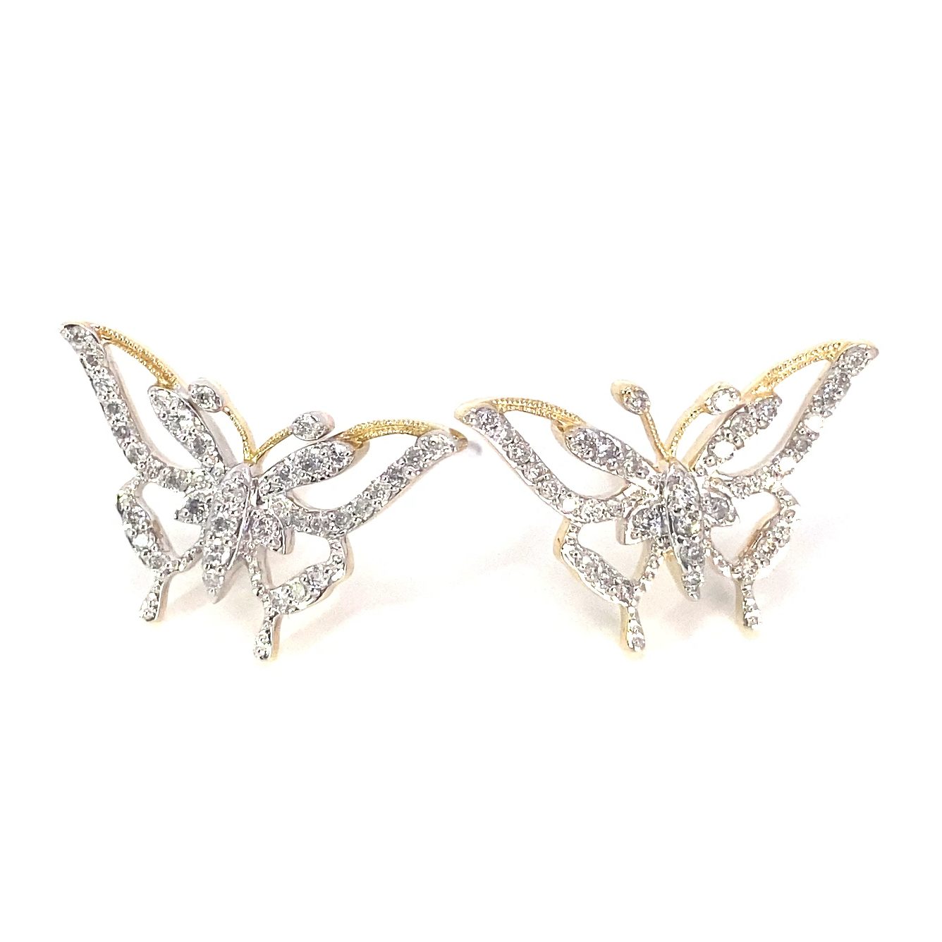 10K Butterfly Diamond Earring