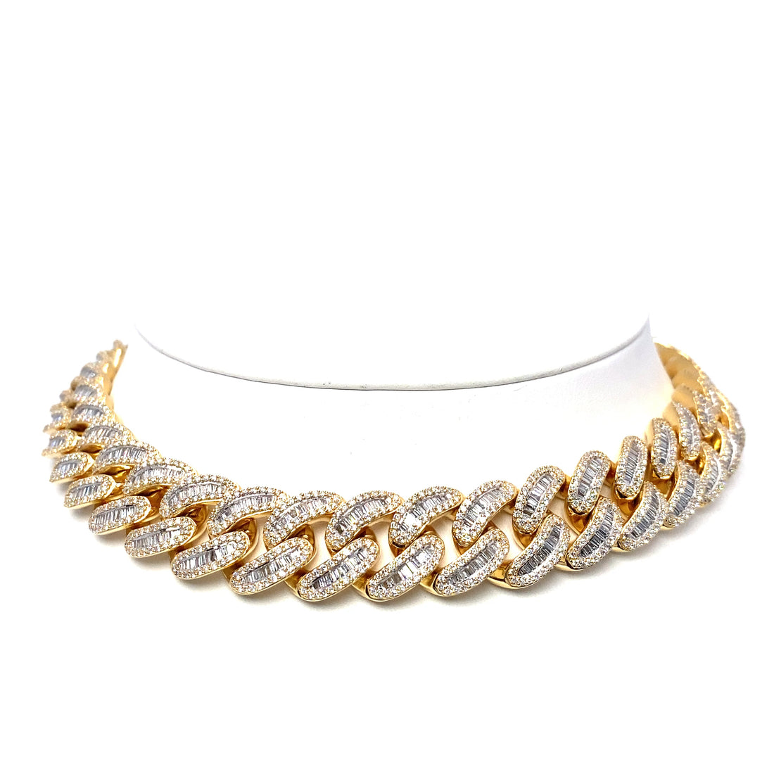 10K Yellow Gold Fully Iced Baguette Cuban Link