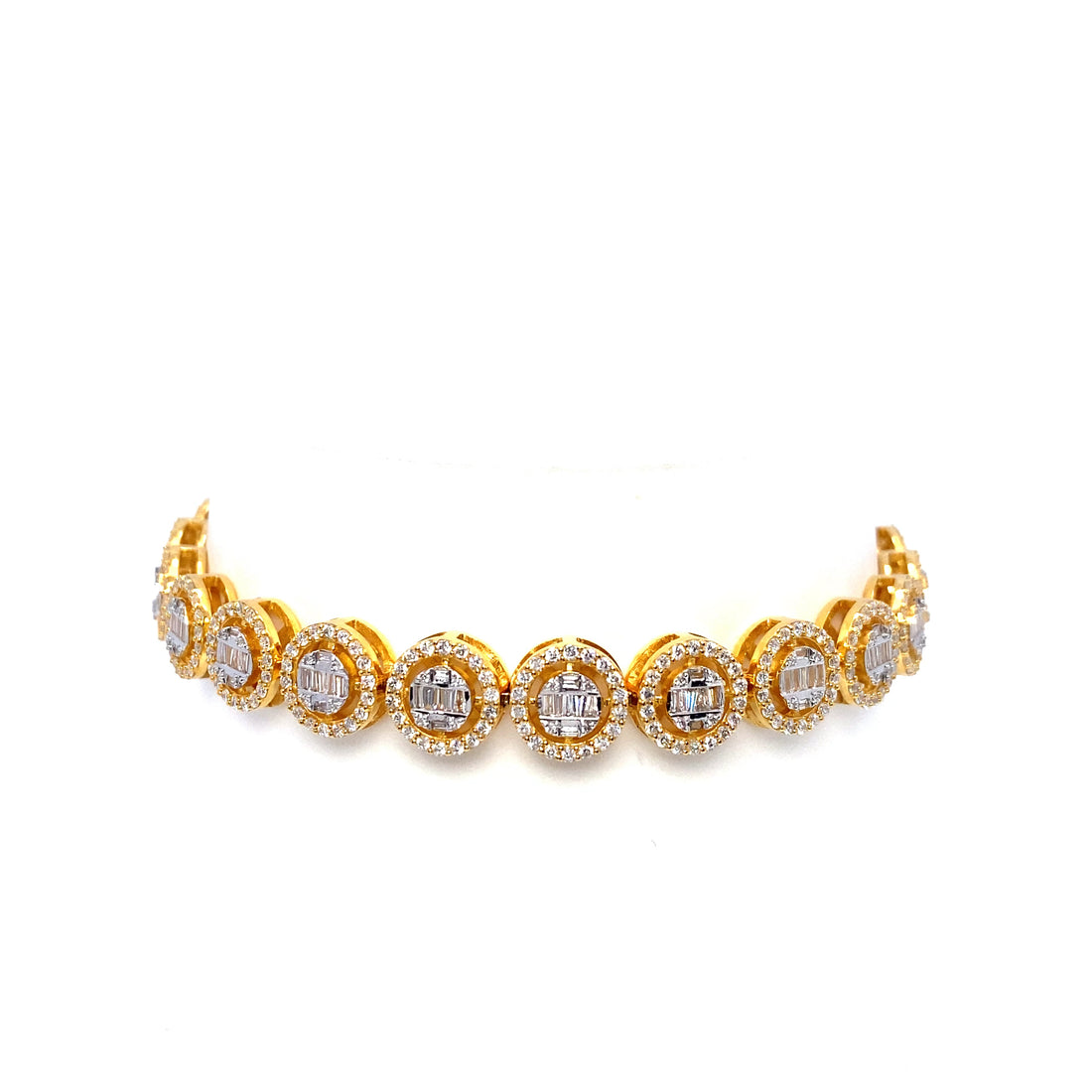 10K Yellow Gold Round Ladies Baguette Bracelet
