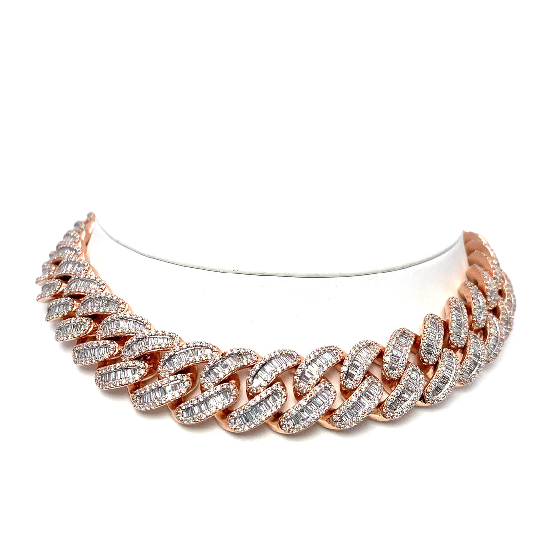 10K Rose Gold Baguette Curb Cuban Link