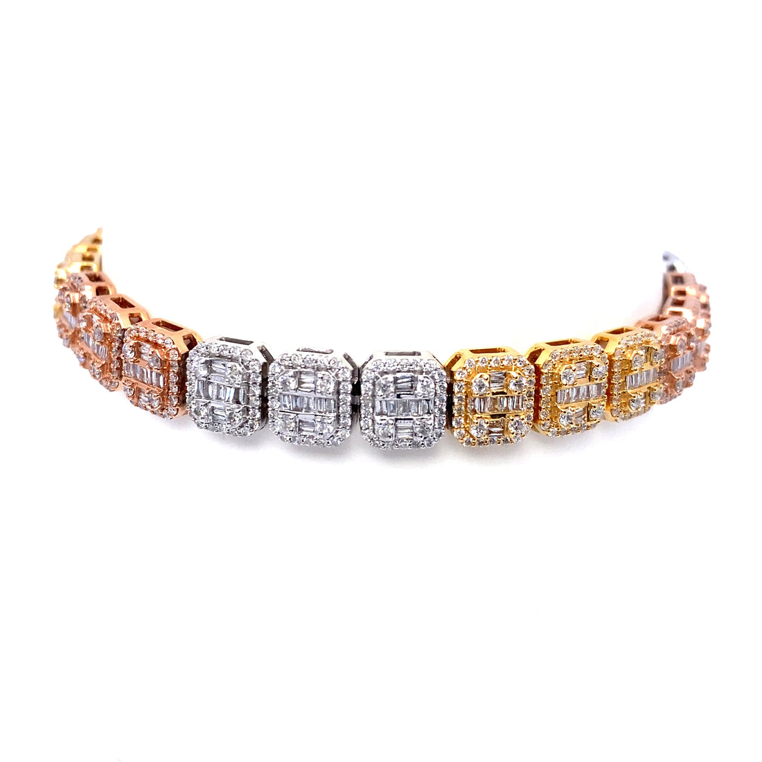 10K Yellow & White Gold Large Baguette Bracelet
