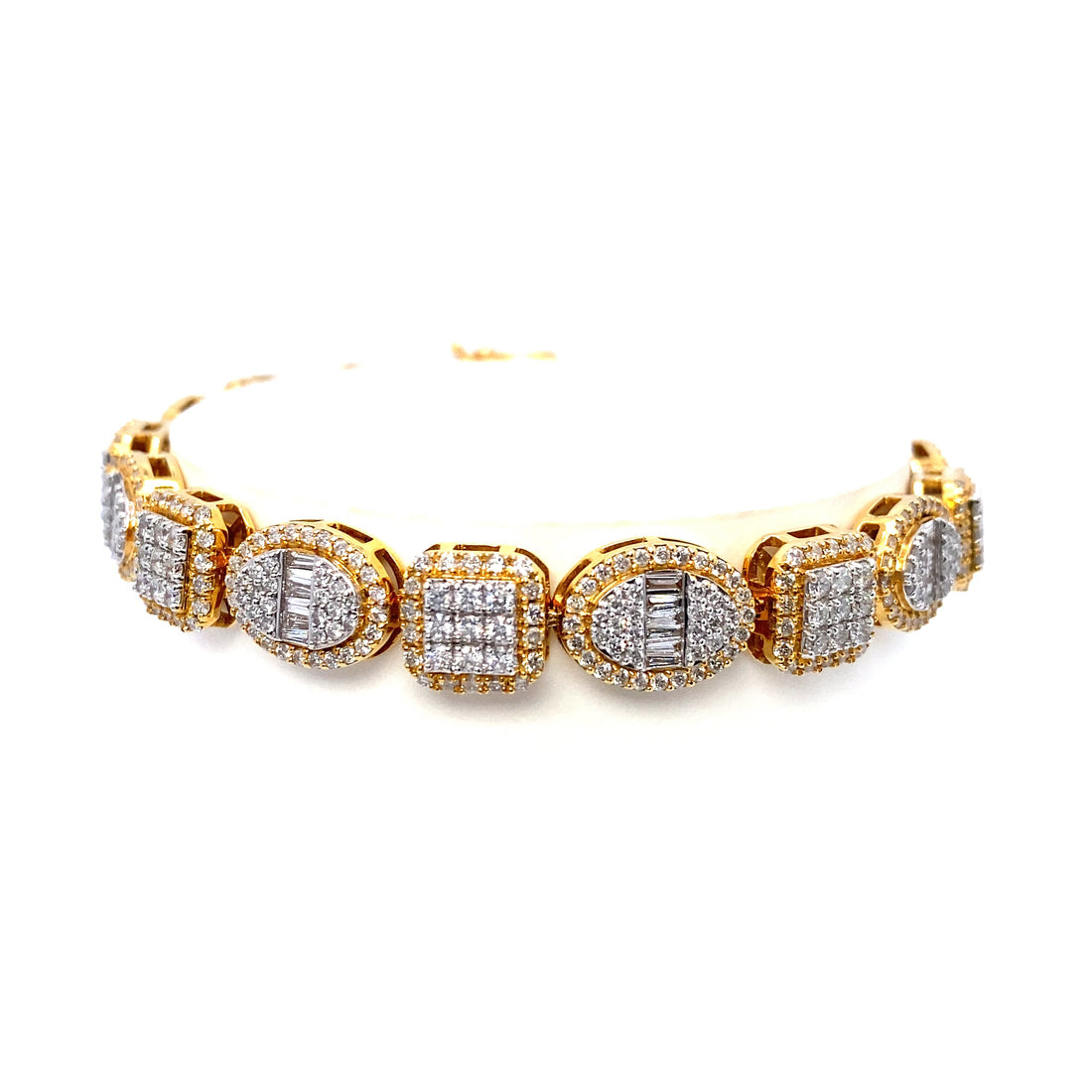 10K Yellow Gold Baguette & Round Diamond Bracelet
