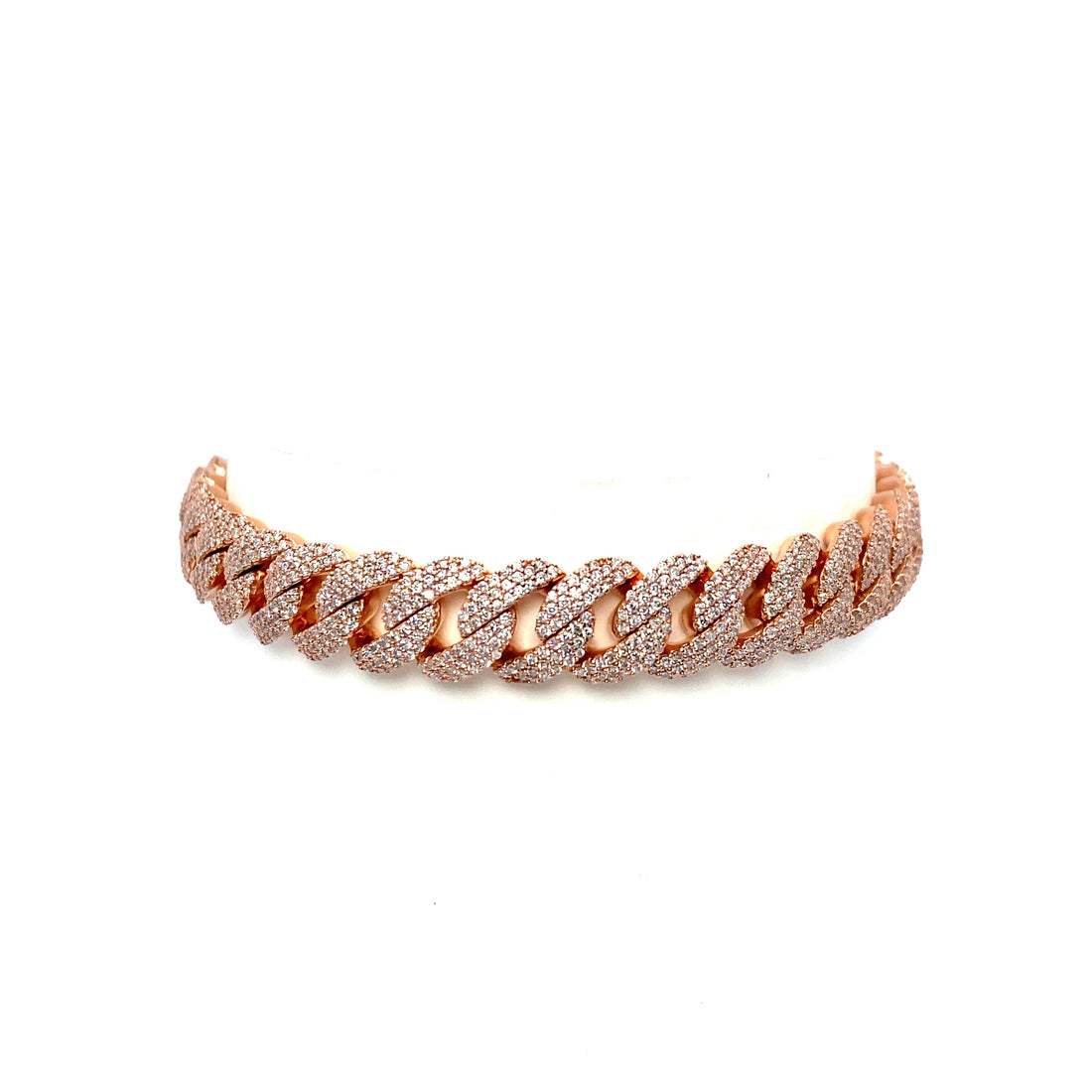 10K Rose Gold Pave Cuban Link Bracelet