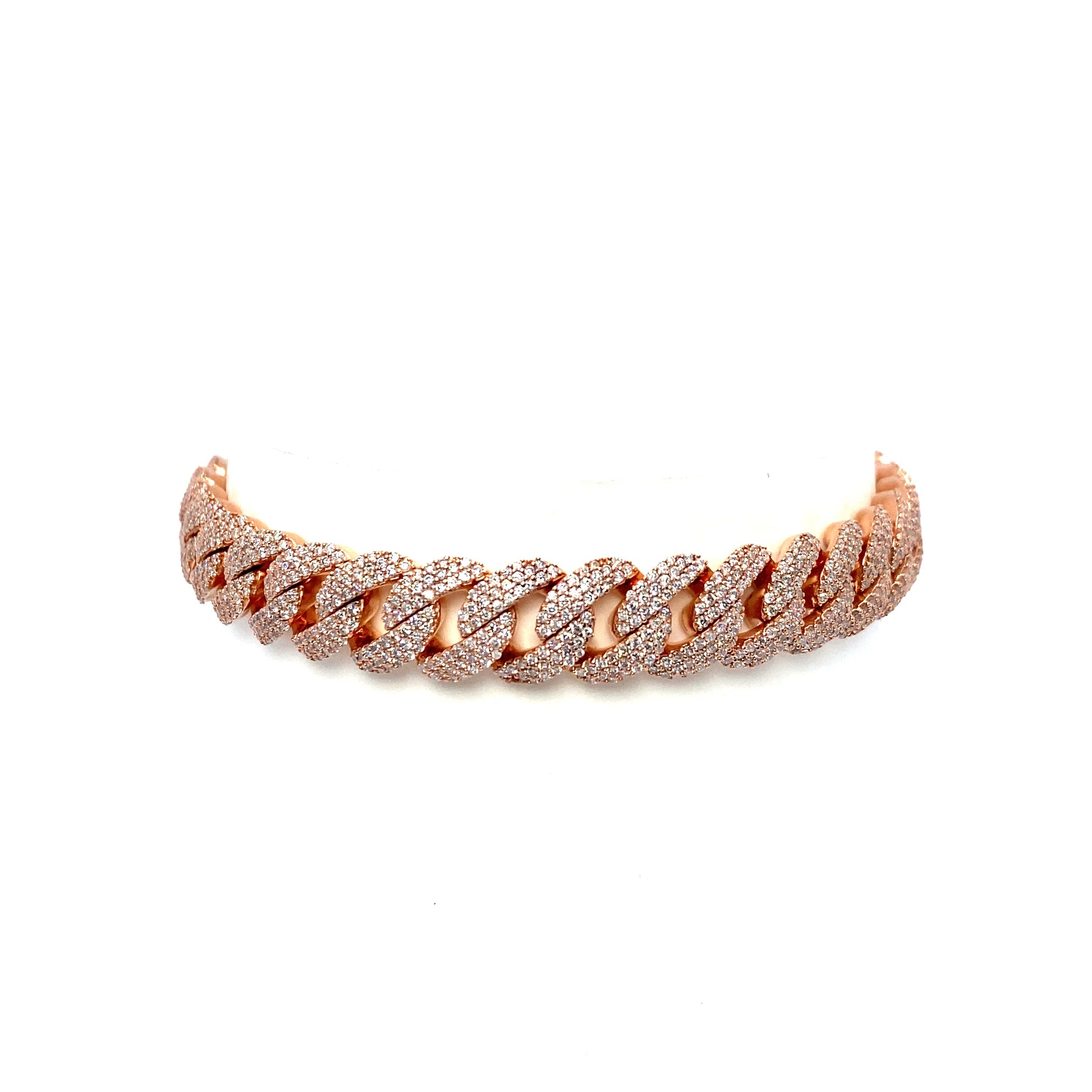 10K Rose Gold Pave Cuban Link Bracelet