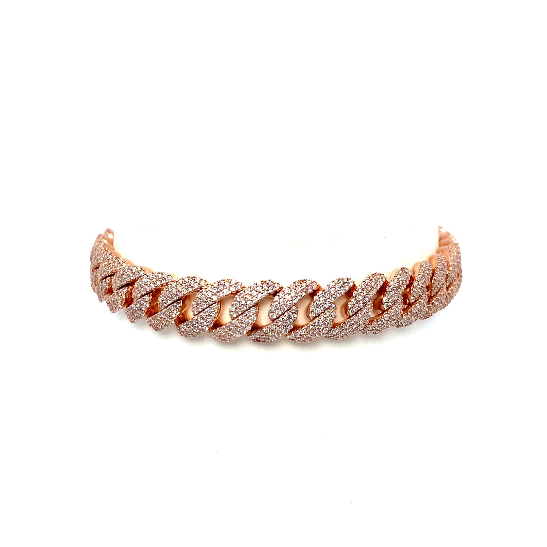 10K Rose Gold Pave Cuban Link Bracelet