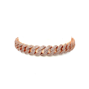 10K Rose Gold Pave Cuban Link Bracelet