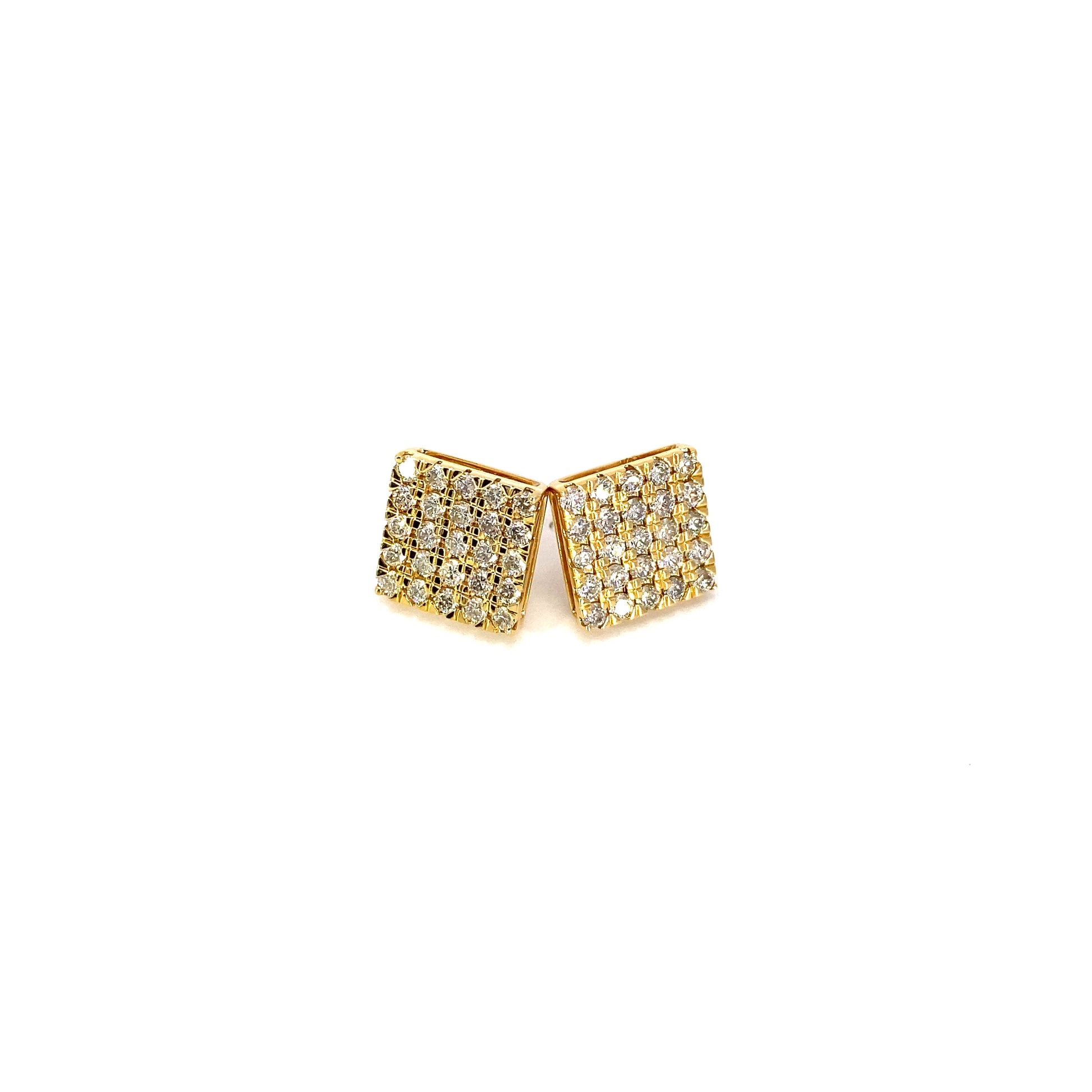 10K Yellow Gold Grid Style Earring