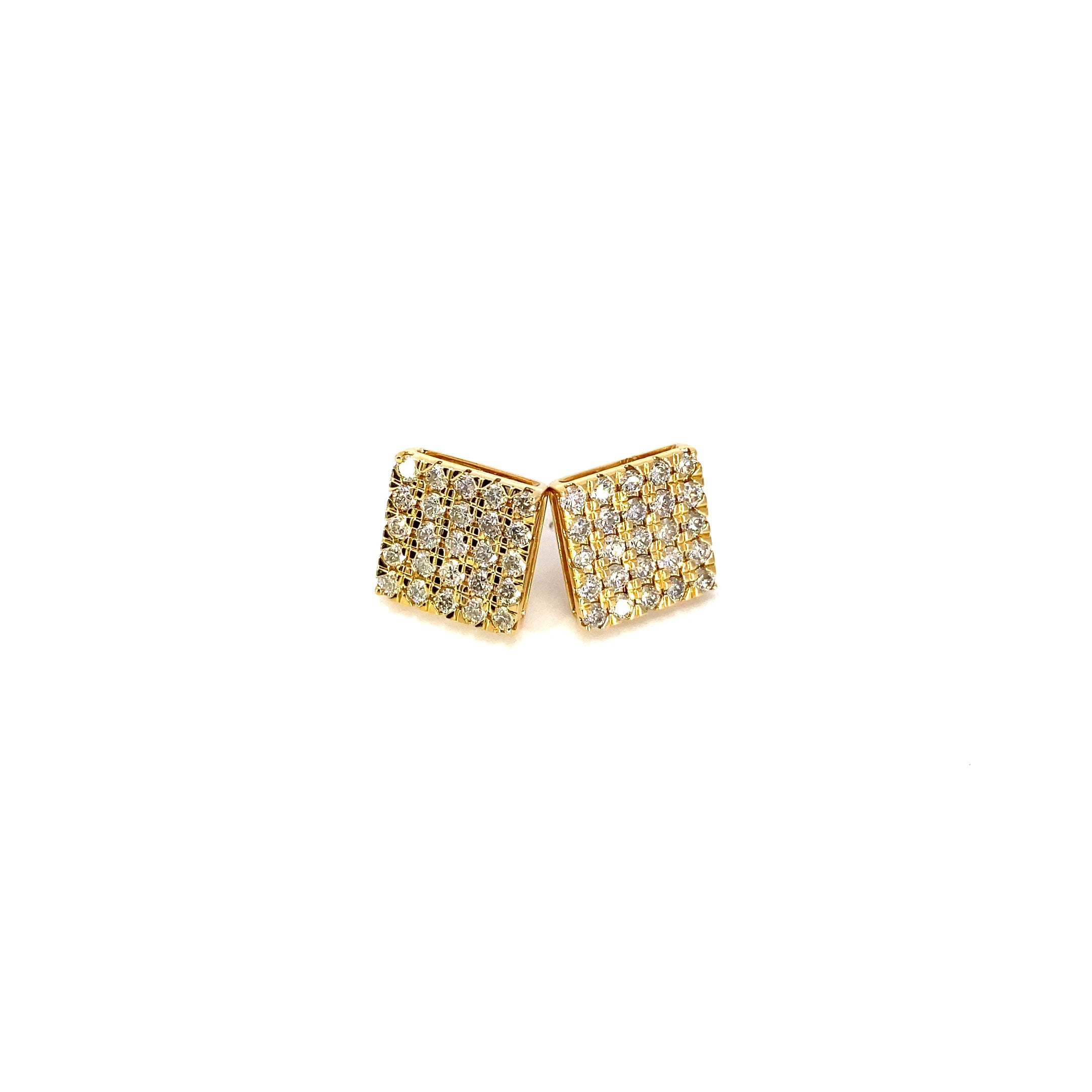 10K Yellow Gold Grid Style Earring