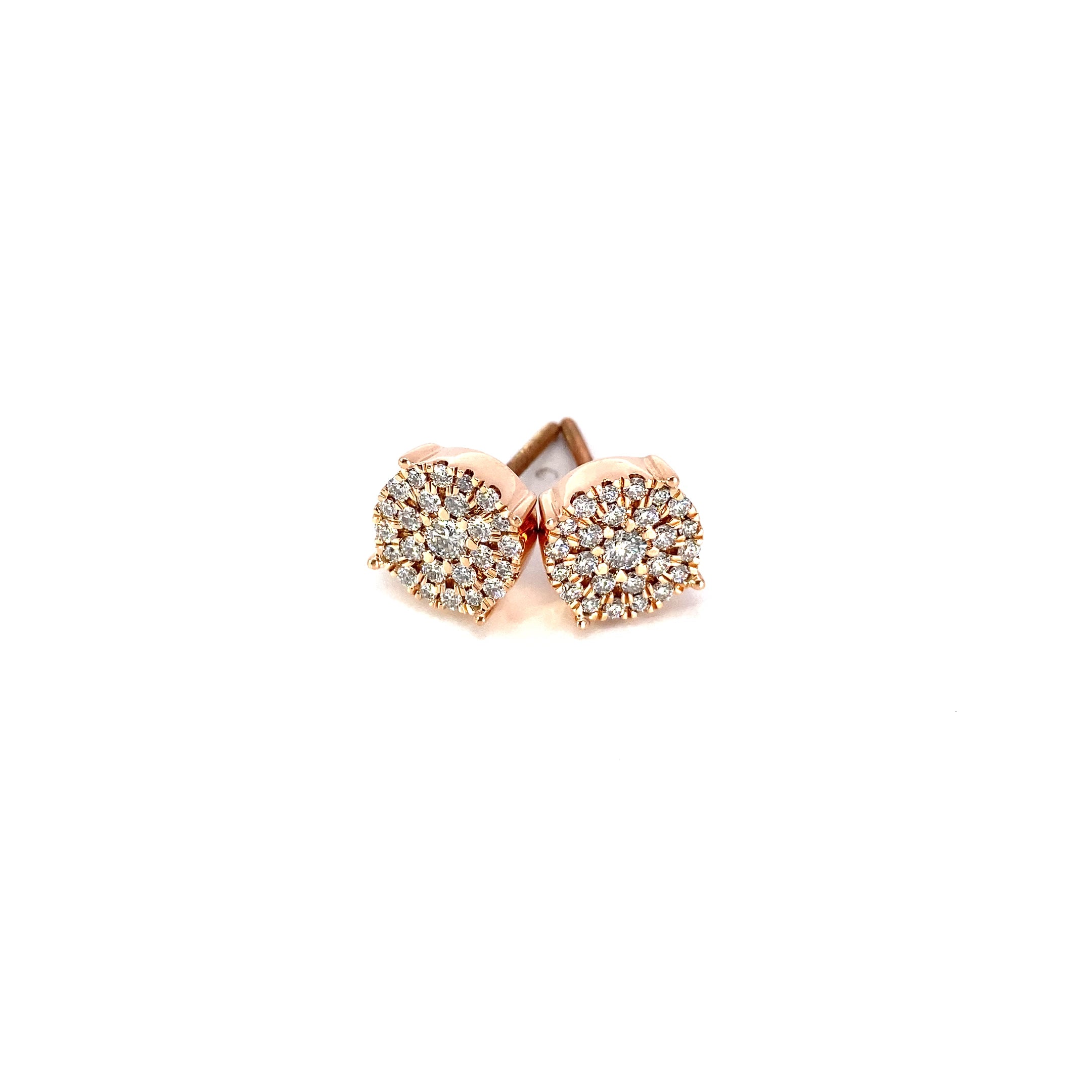 10K Rose Gold Round Cluster Earring