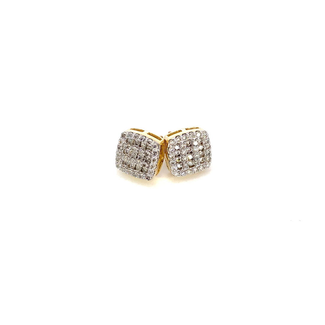 10K Yellow Gold Invisible Block Earring