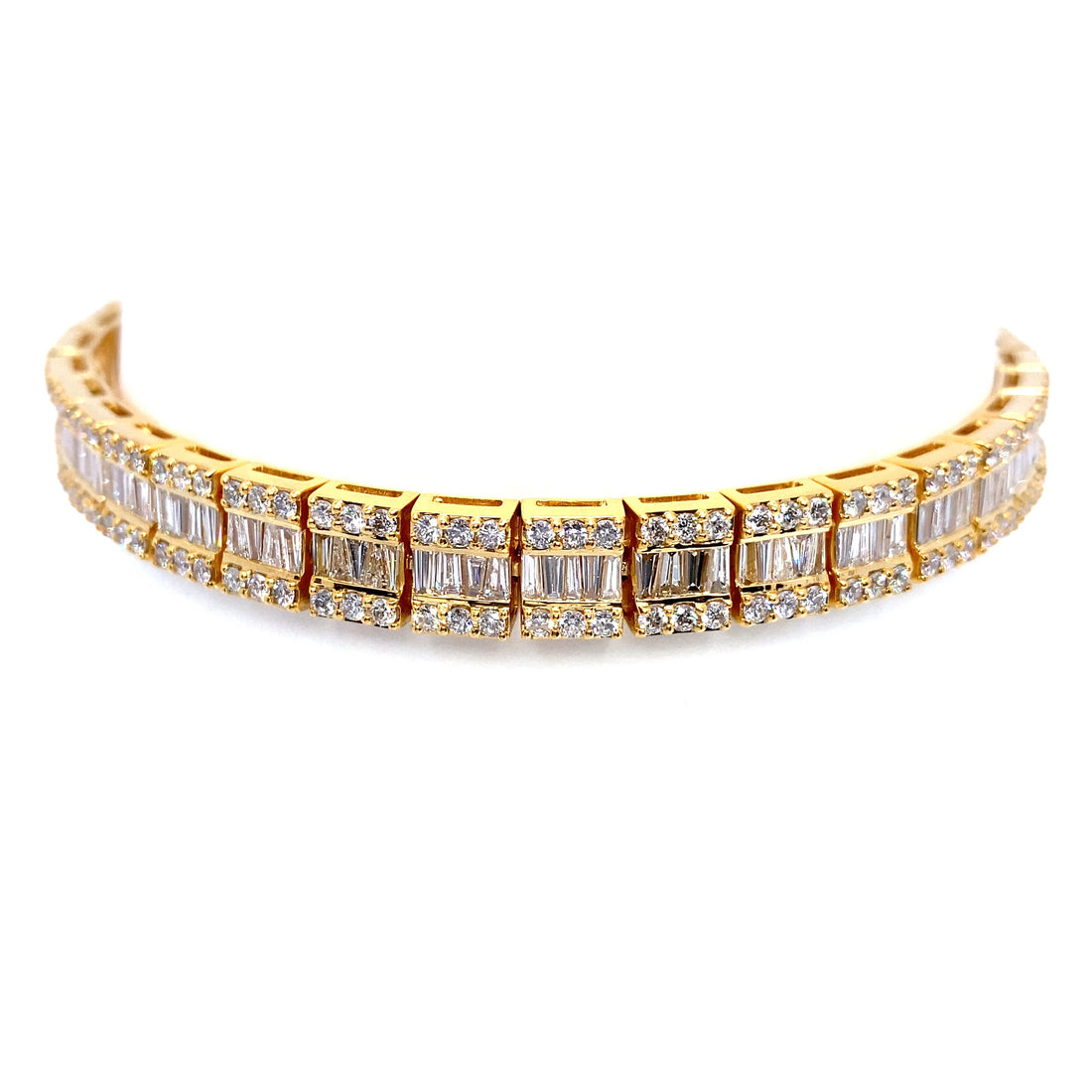 10K Yellow Gold Large Baguette Tennis Bracelet