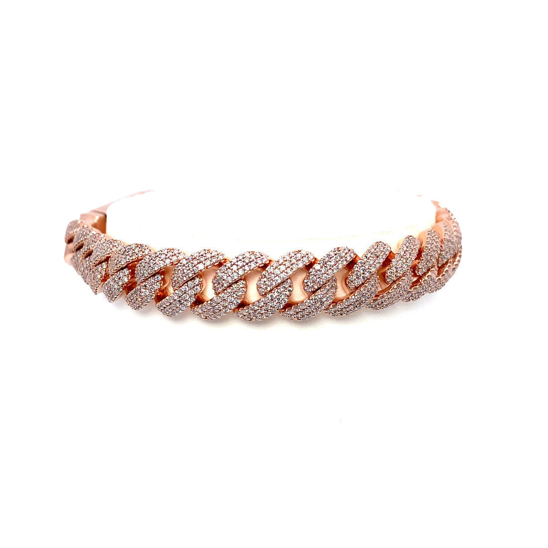 10K Rose Gold Pave Diamond Cuban Link Bracelet