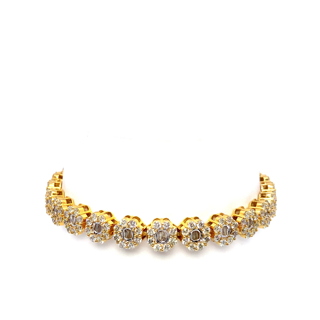 10K Yellow Gold Flower Diamond Bracelet