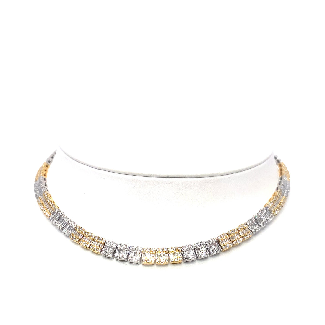 10K Two-Tone Yellow x White Gold Baguette Tennis Chain