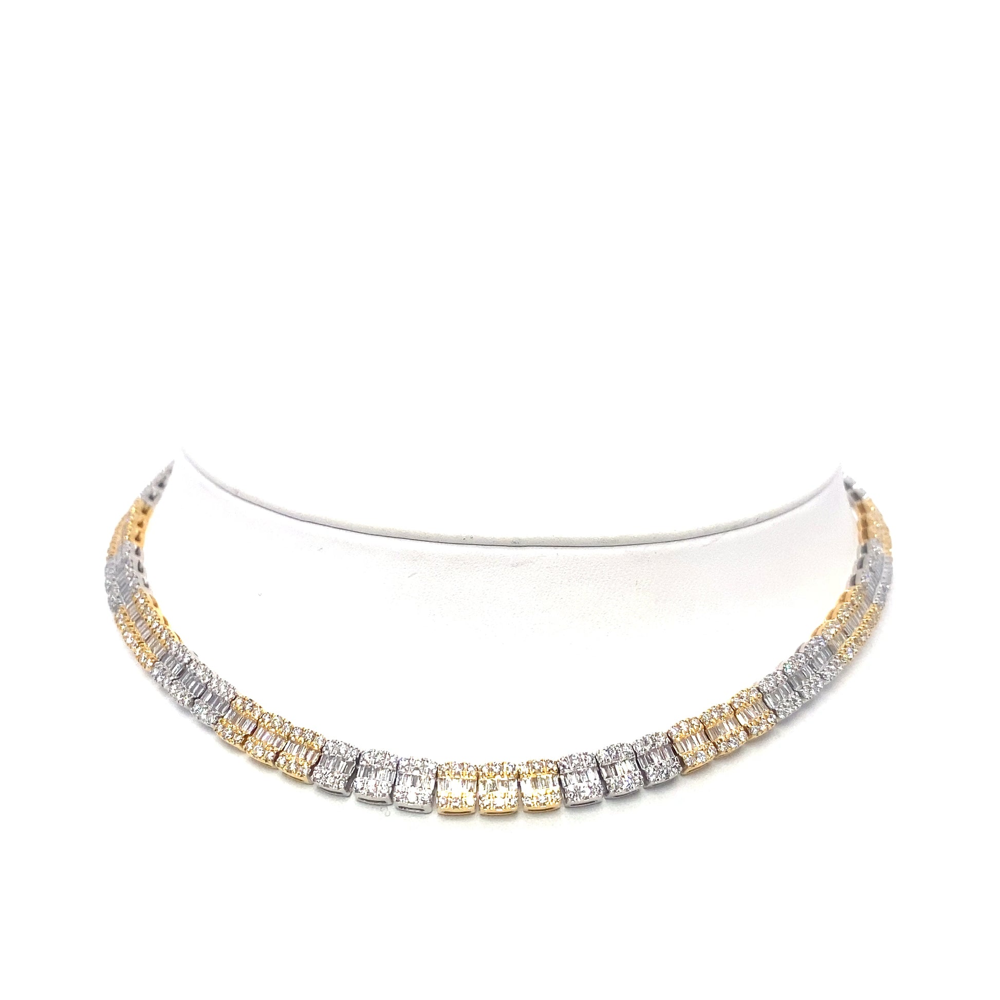 10K Two-Tone Yellow x White Gold Baguette Tennis Chain