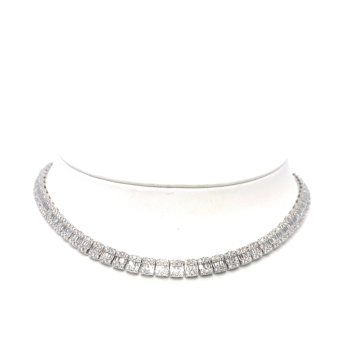 10K White Gold Baguette Tennis Chain