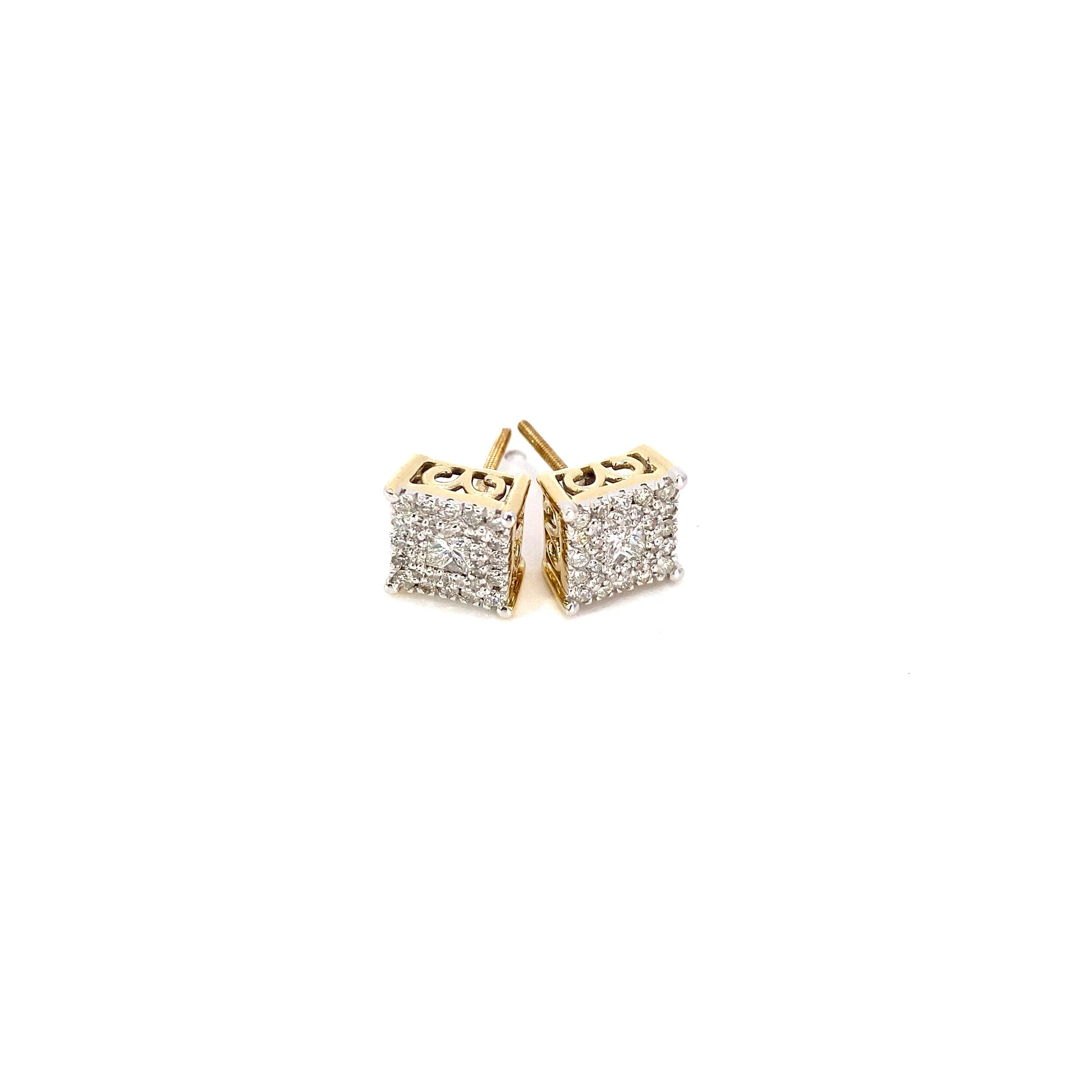 10K White Gold Pave Cluster Earring