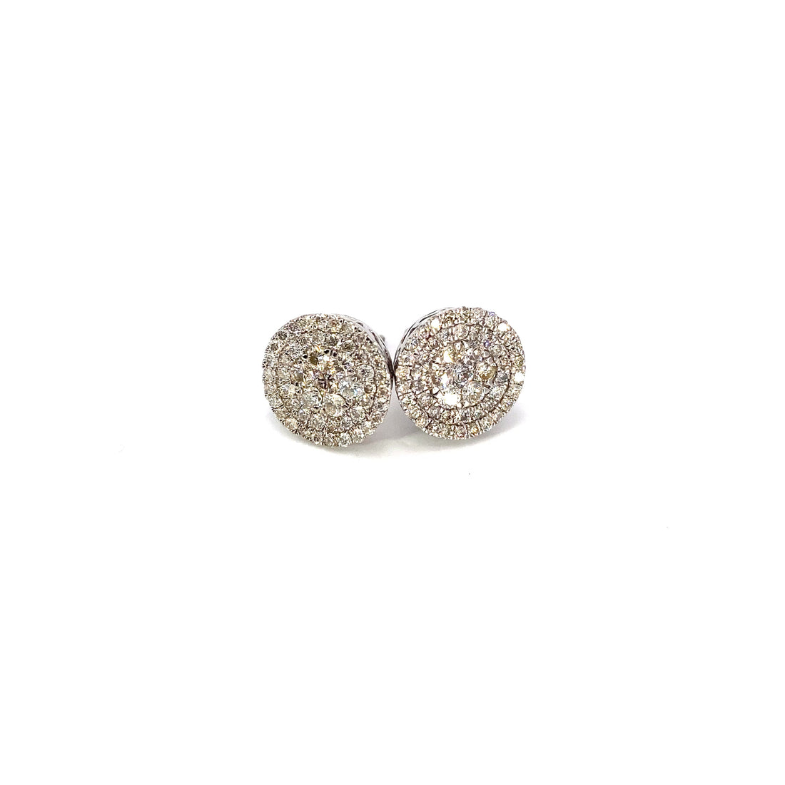 14K White Gold Large Round Cluster Earring