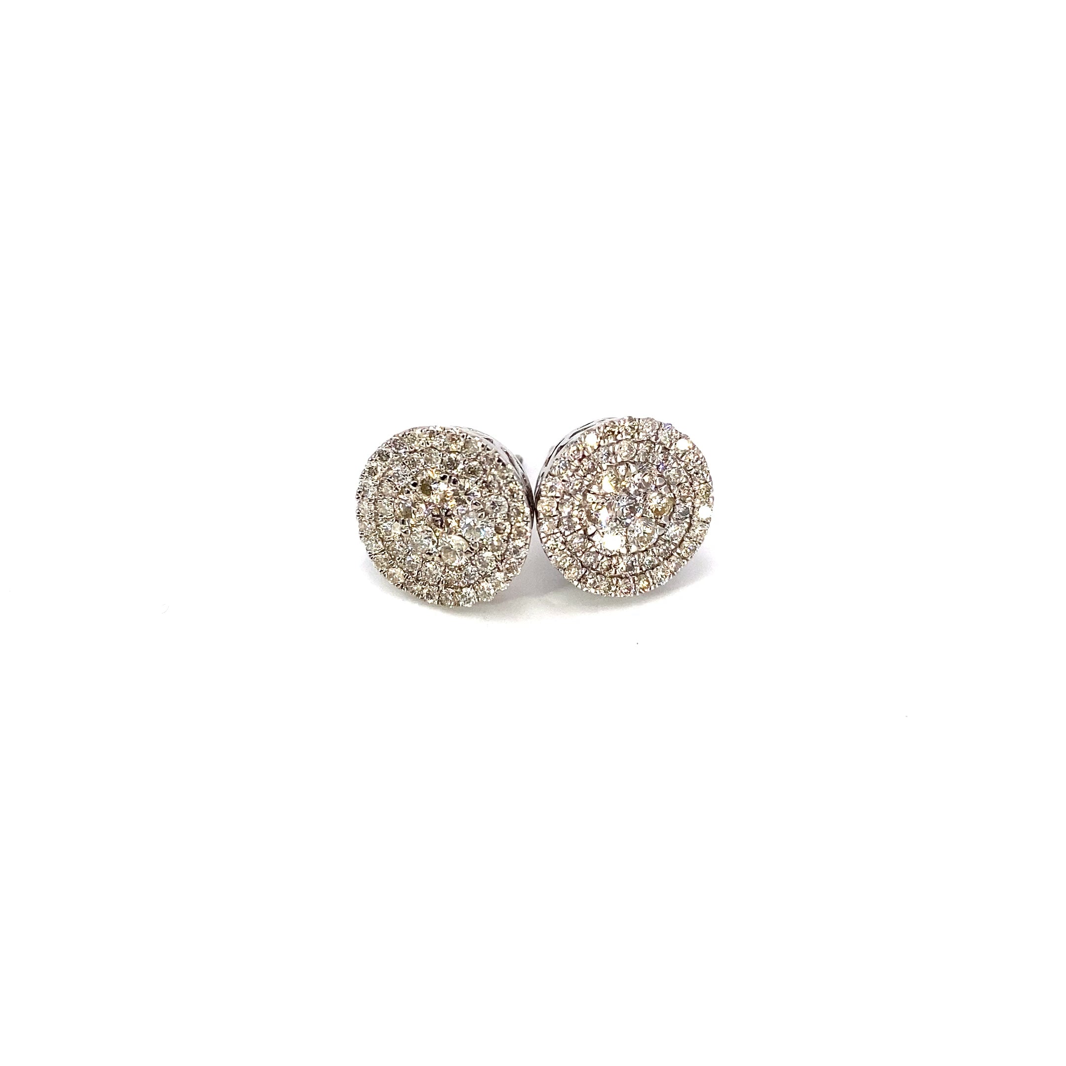 14K White Gold Large Round Cluster Earring
