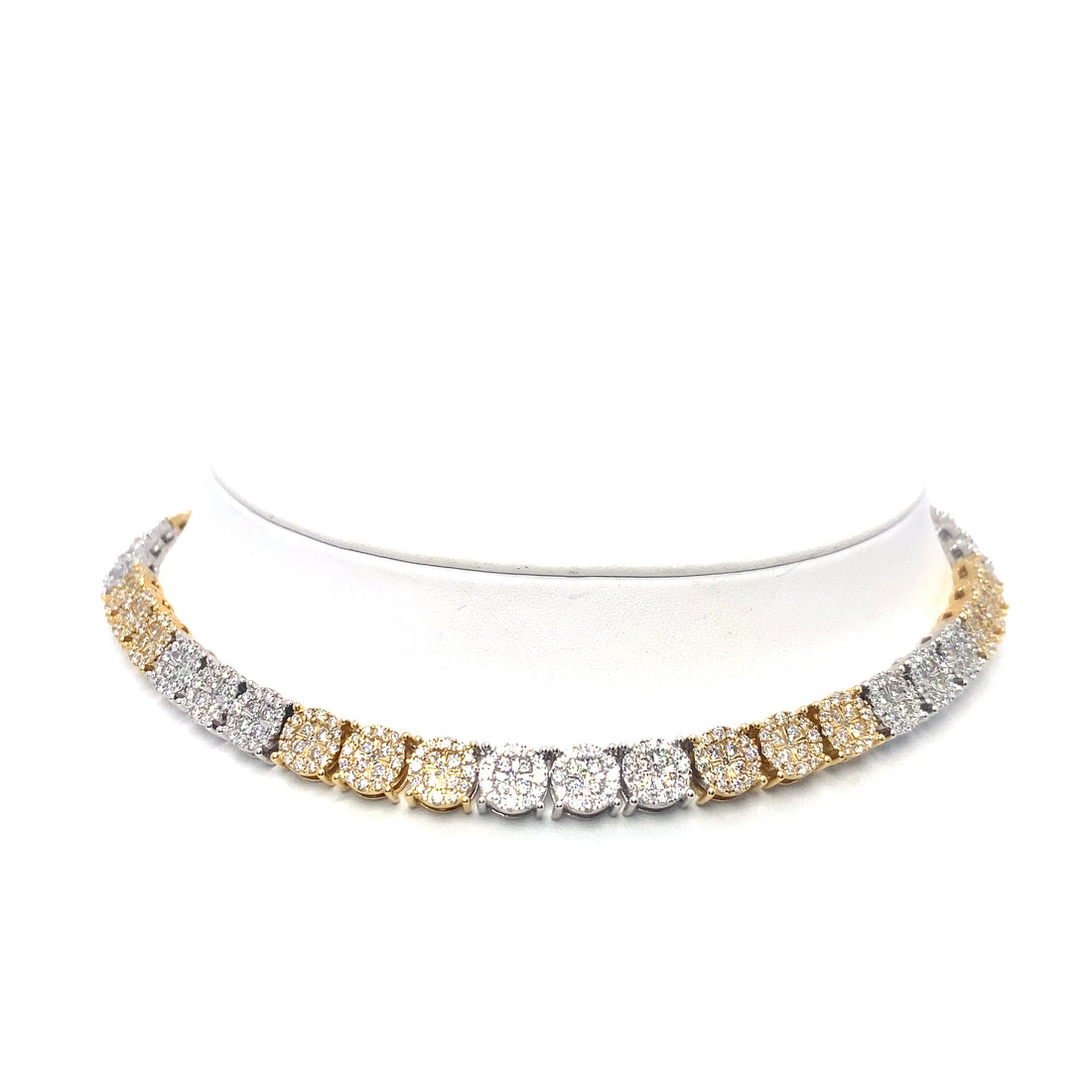 10K Two-Tone Yellow x White Gold Round Tennis Chain