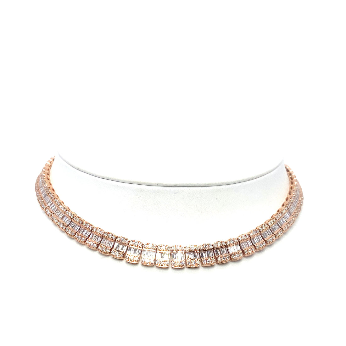 10K Rose Gold Large Baguette Tennis Chain