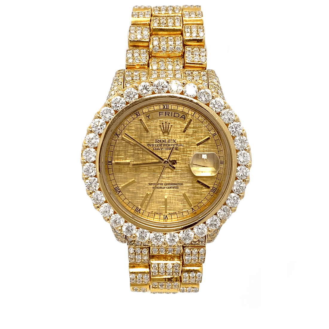 36 mm Presidential Day Date – Champagne index Dial – Fully Iced