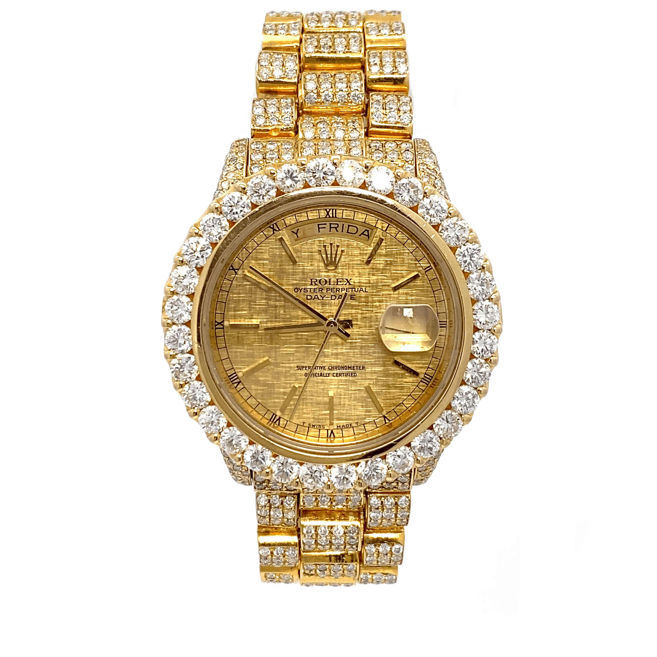 36 mm Presidential Day Date – Champagne index Dial – Fully Iced