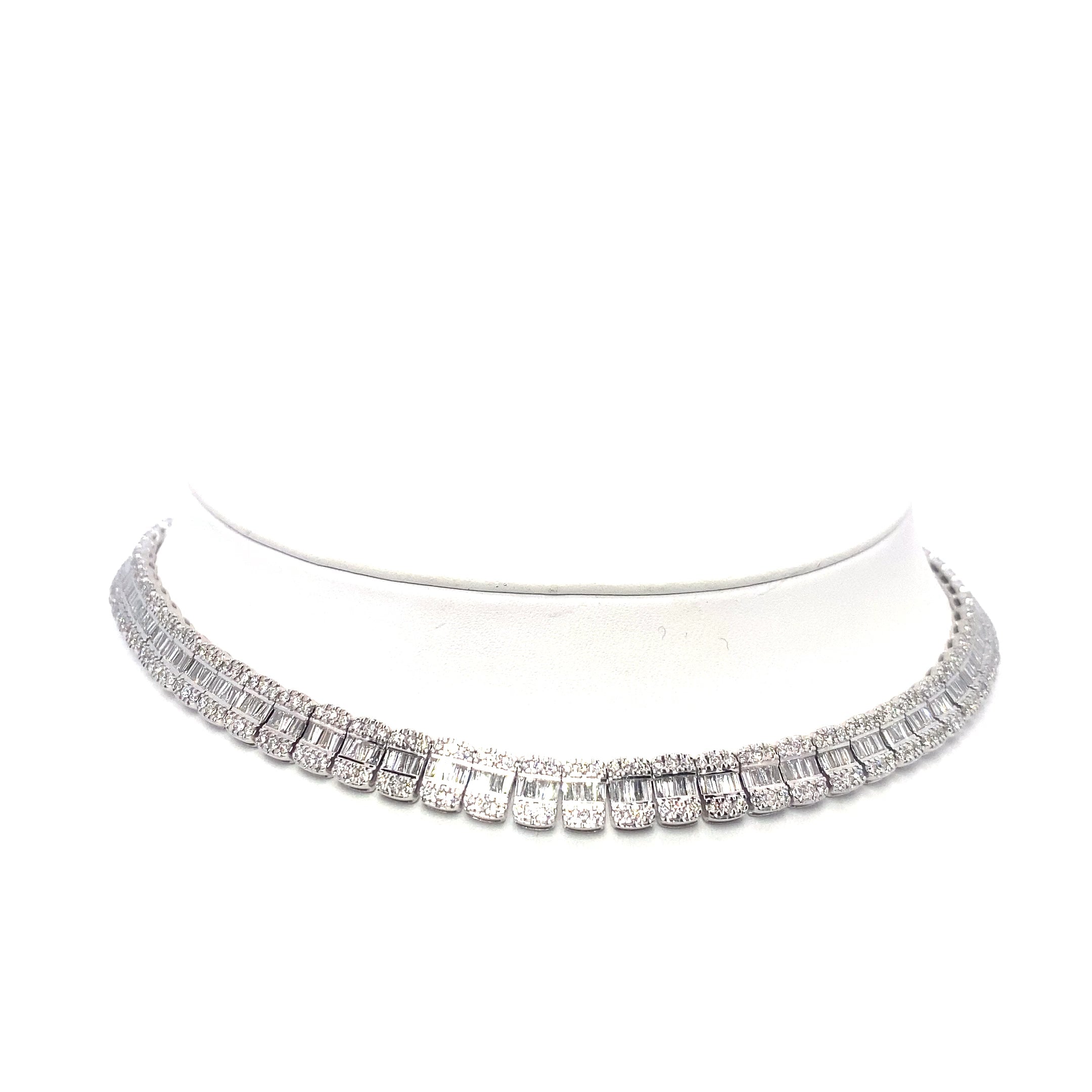 10K White Gold Large Baguette Tennis Chain