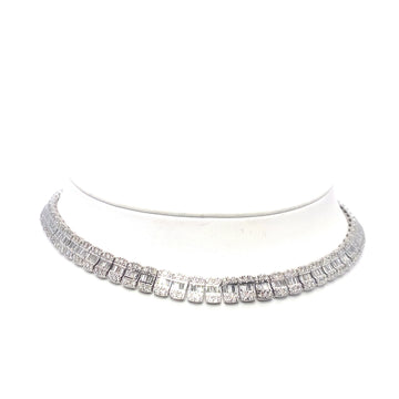 10K White Gold Large Baguette Tennis Chain