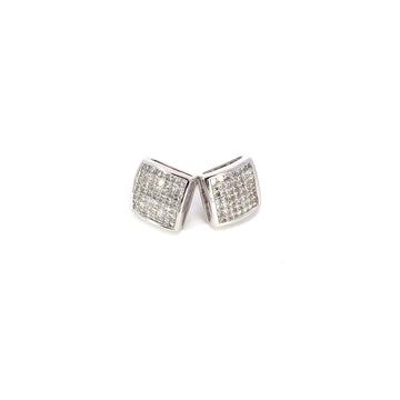 10K White Gold Invisible Block Set Earring
