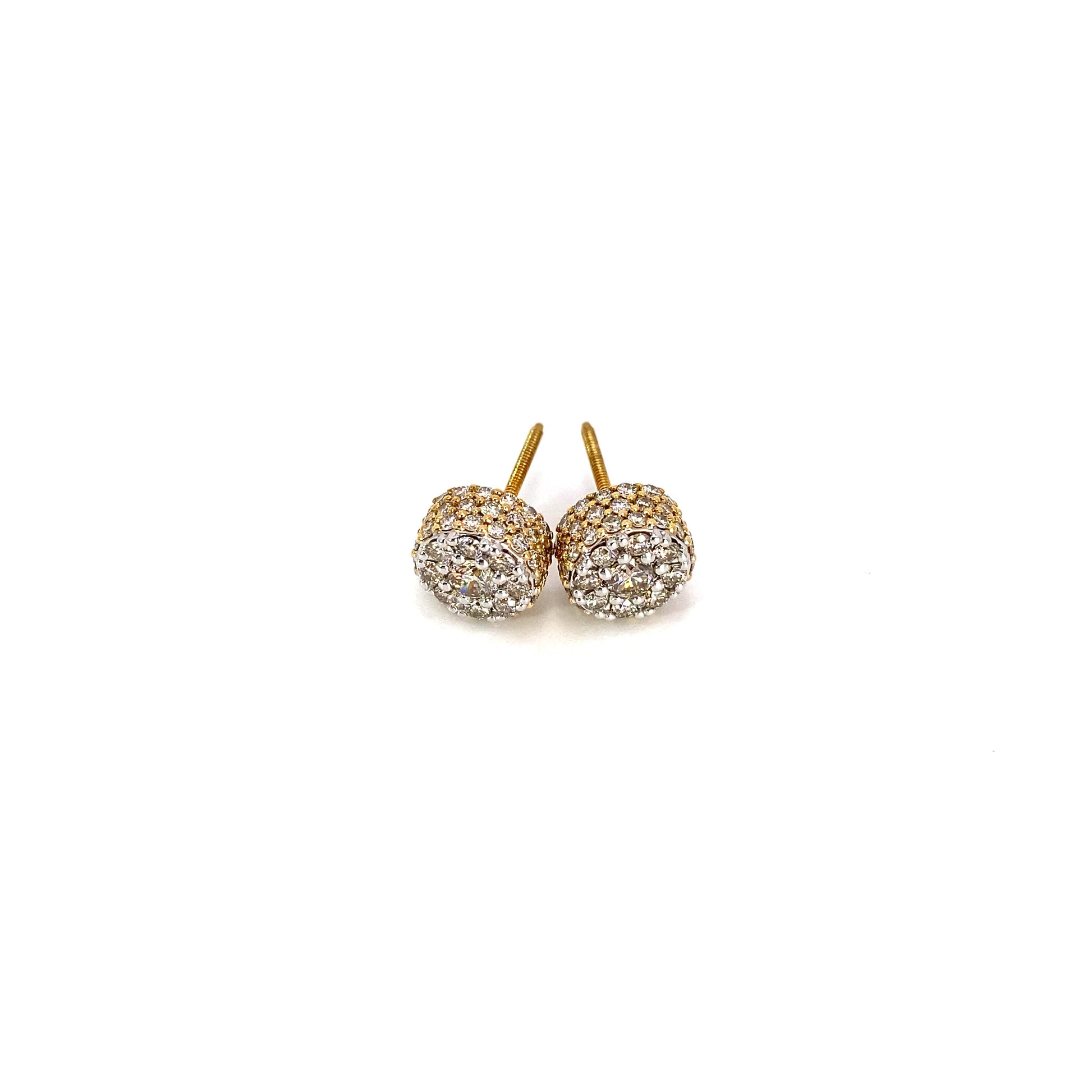 14K Yellow Gold Two-Tone Cluster Earring