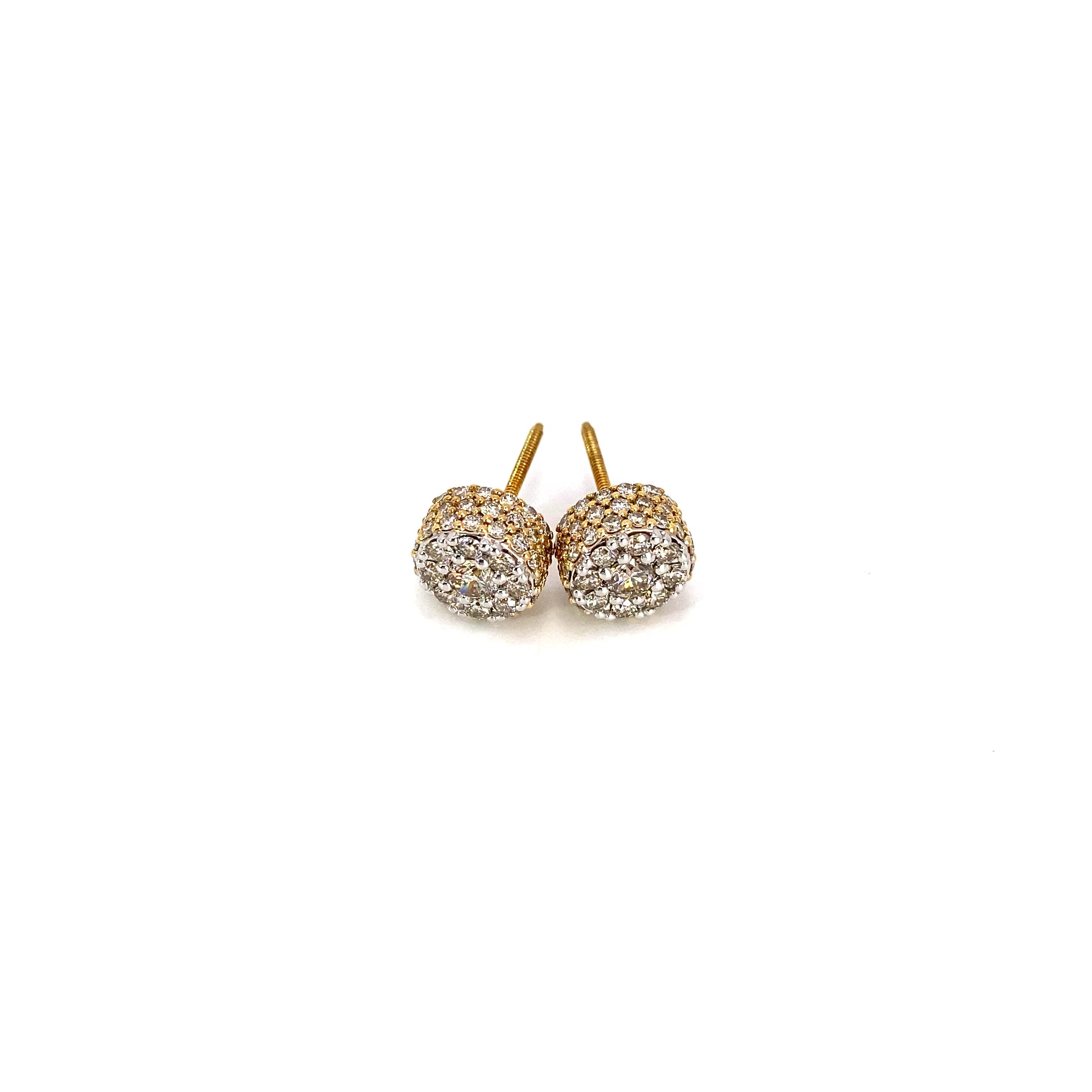 14K Yellow Gold Two-Tone Cluster Earring