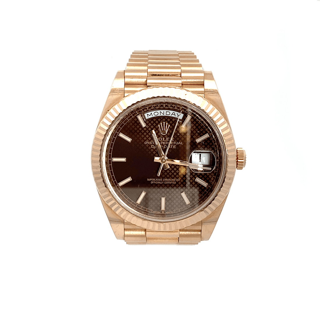 40 mm Presidential Day Date – 18K Rose Gold – Chocolate Motif Dial – Presidential Band