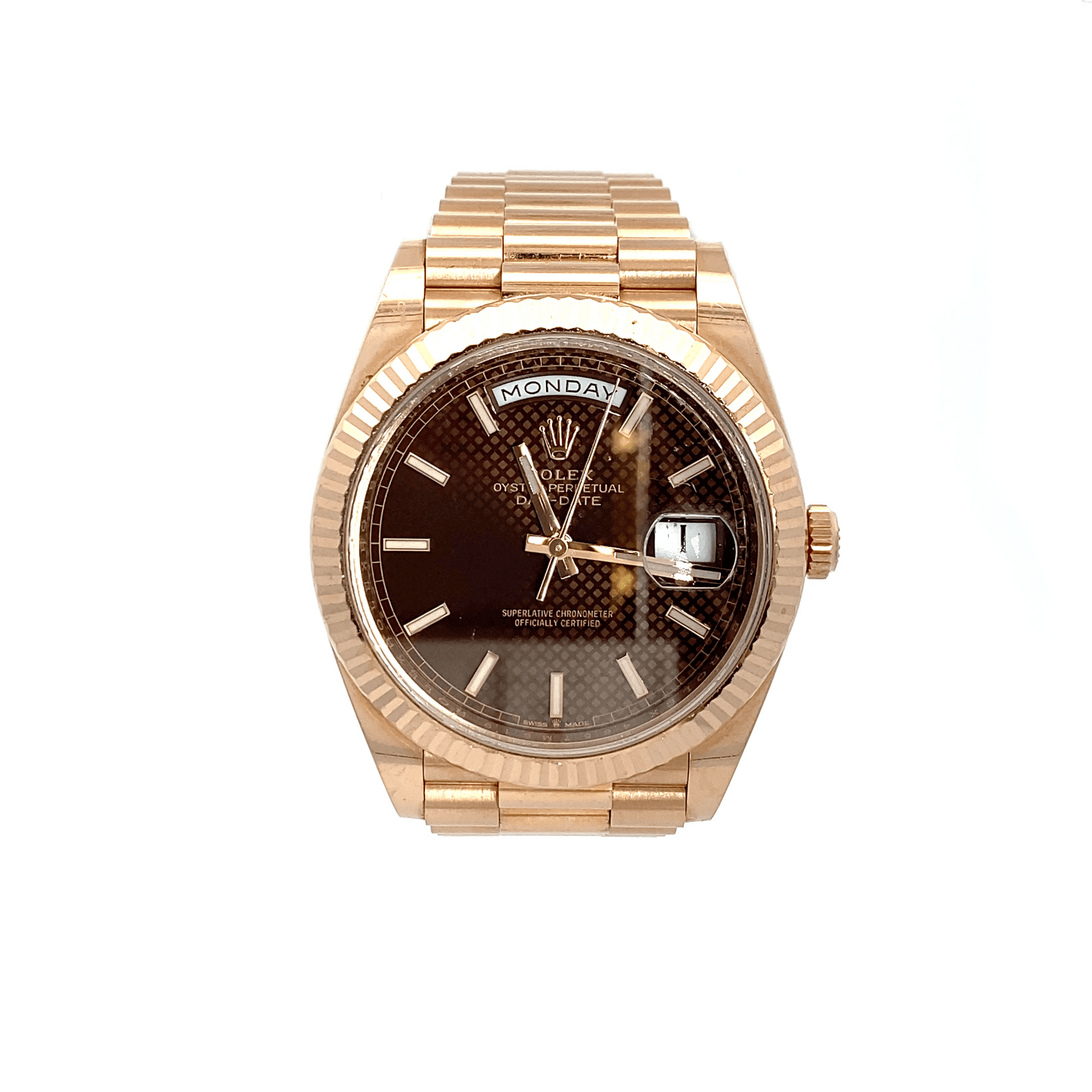40 mm Presidential Day Date – 18K Rose Gold – Chocolate Motif Dial – Presidential Band
