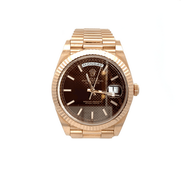 40 mm Presidential Day Date – 18K Rose Gold – Chocolate Motif Dial – Presidential Band