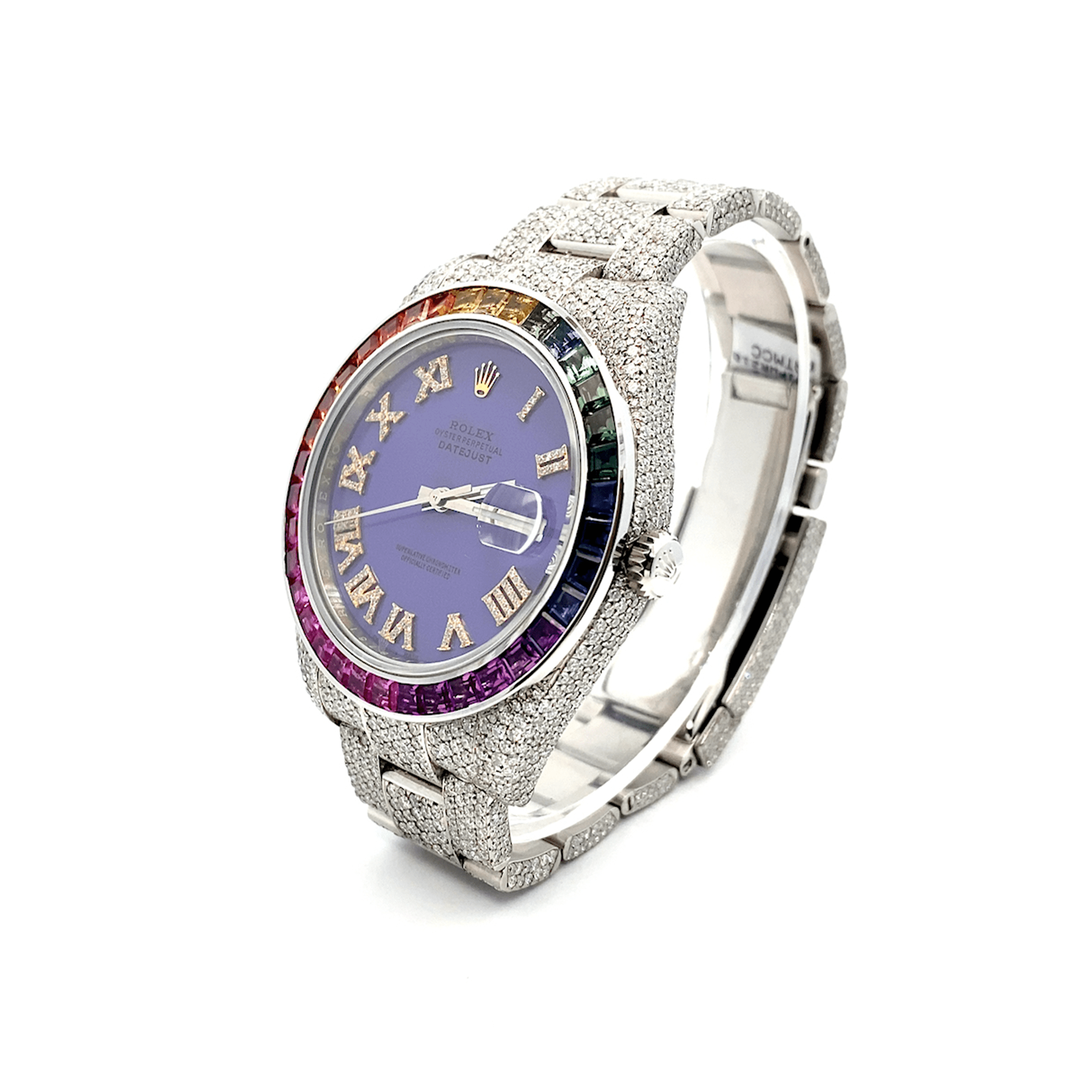 41 mm Date Just – Purple Roman Dial – Fully Iced