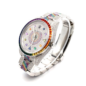 41 mm Date Just – Rainbow Diamond Bezel – Fully Iced