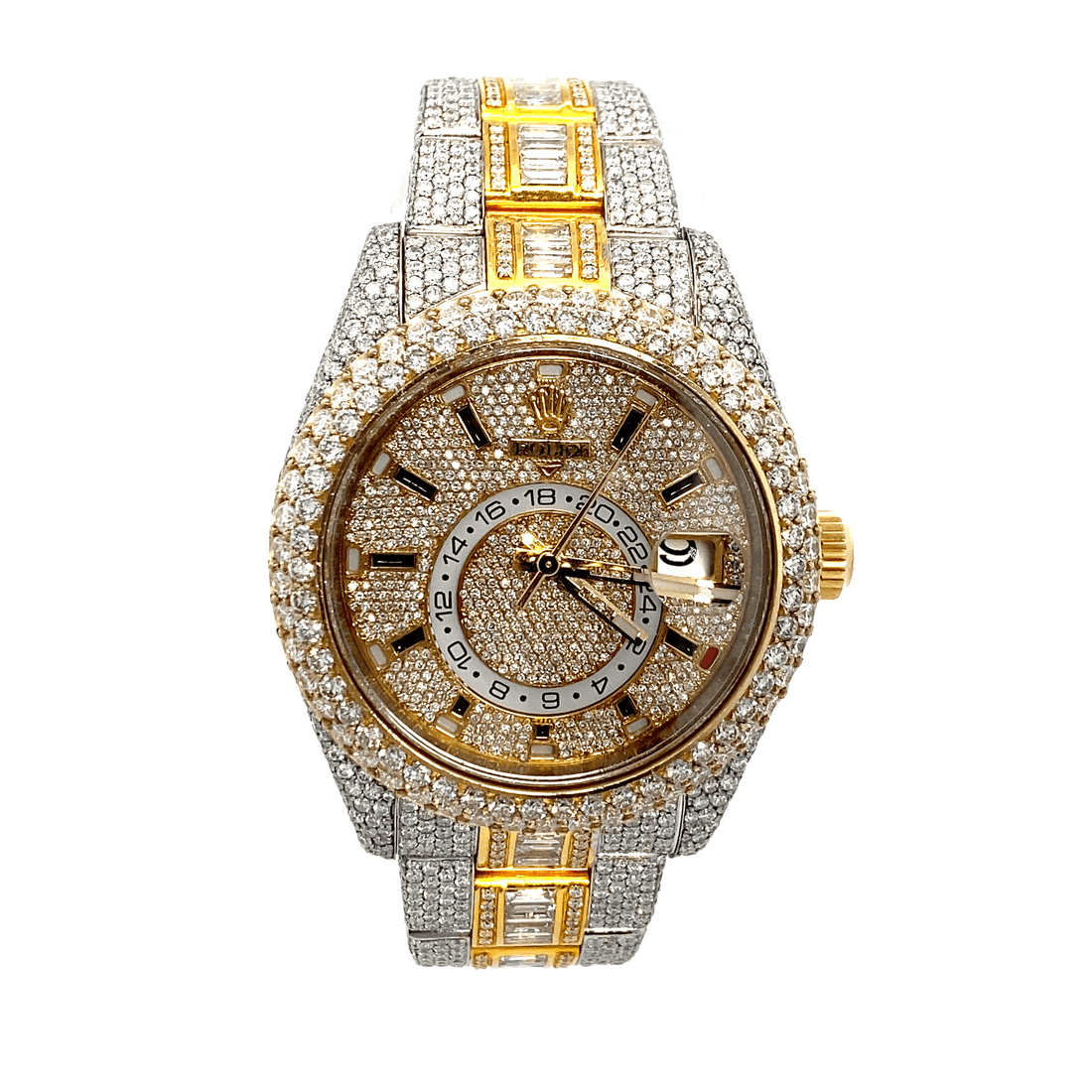 41 mm Skydweller – 2 Tone Yellow and Stainless Steel – Fully Iced