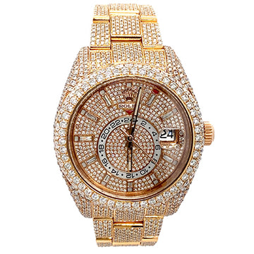 42mm 18K Rose Gold Sky Dweller Iced Out