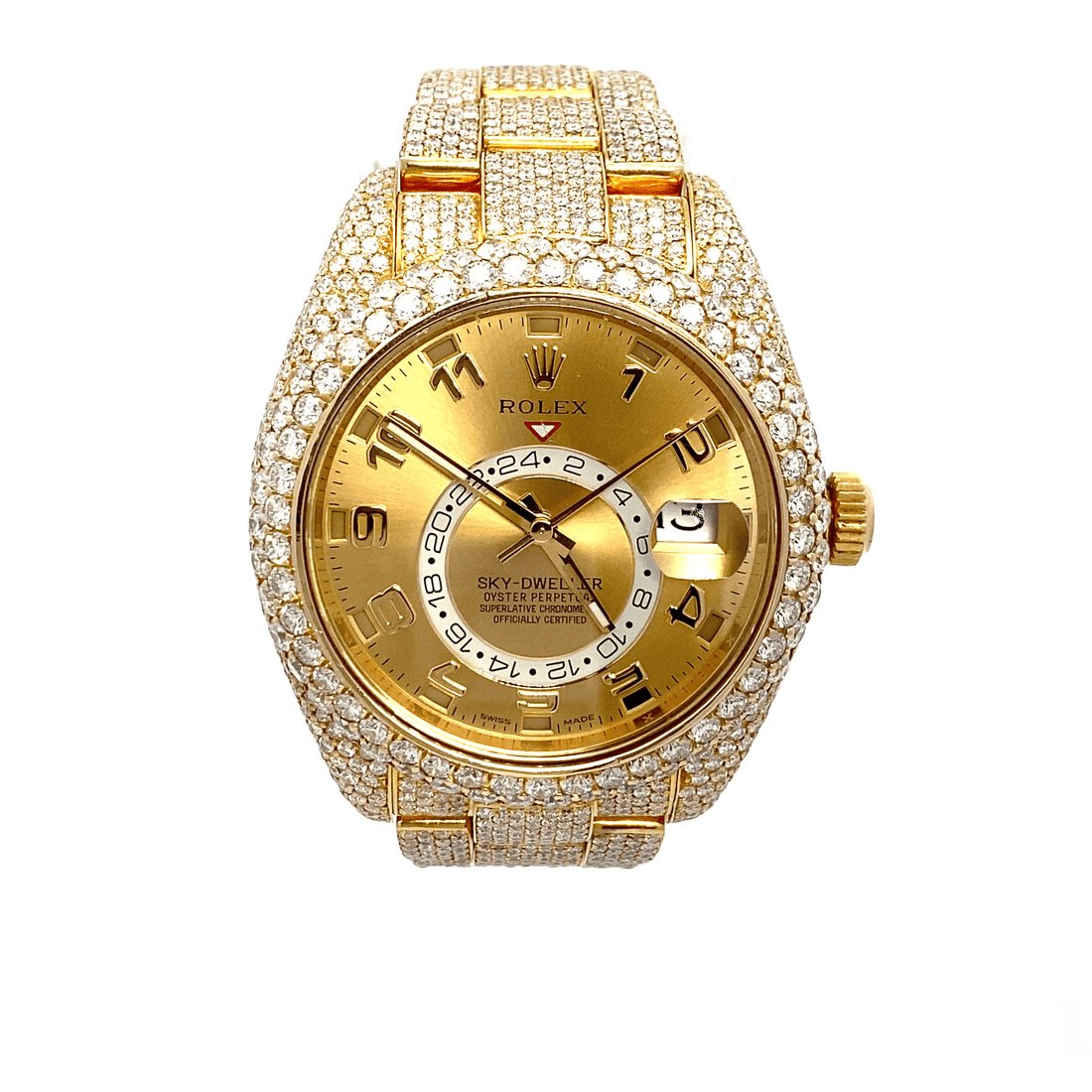 42 mm Skydweller – 18K Yellow Gold – Fully Iced