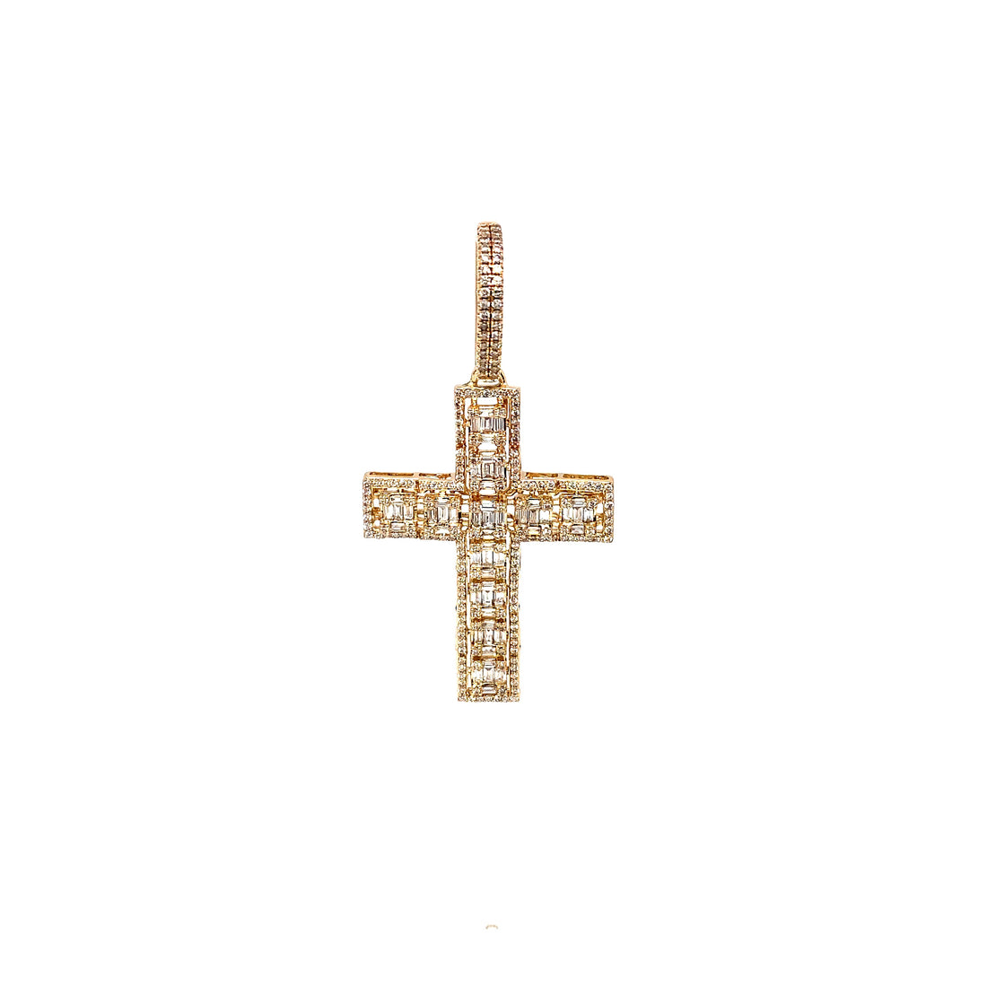 10K 1.37 cttw Baguette Cross Pendant
