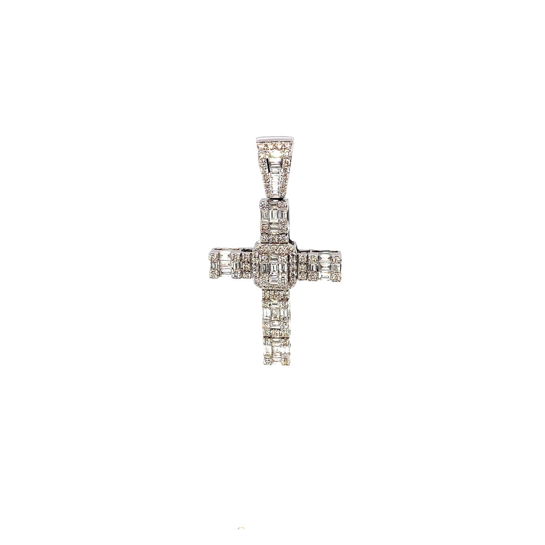 10K 1.91 cttw Baguette Cross Pendant