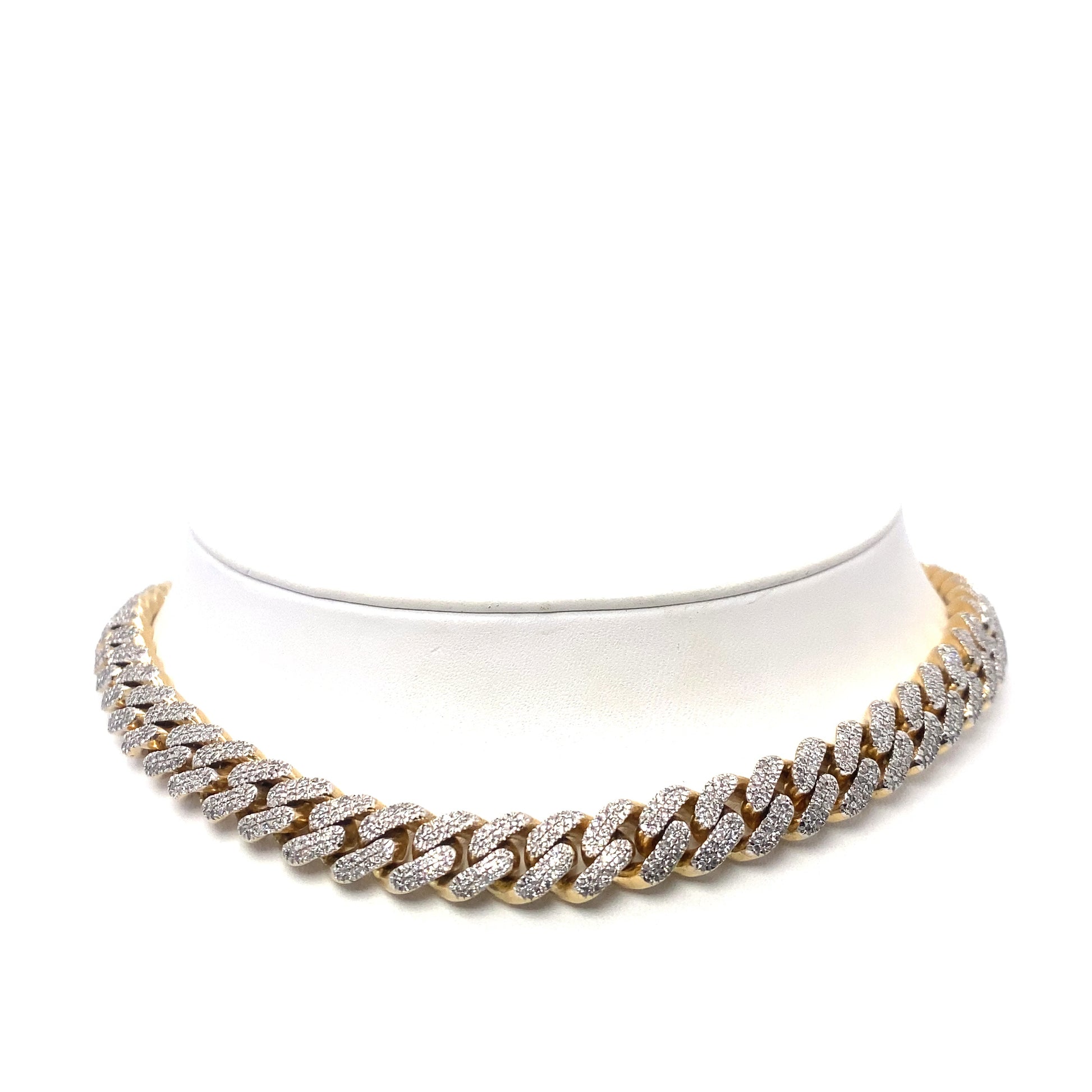 10K 126.4gr 2 Tone  Diamond Cuban Chain (21.5 inches)