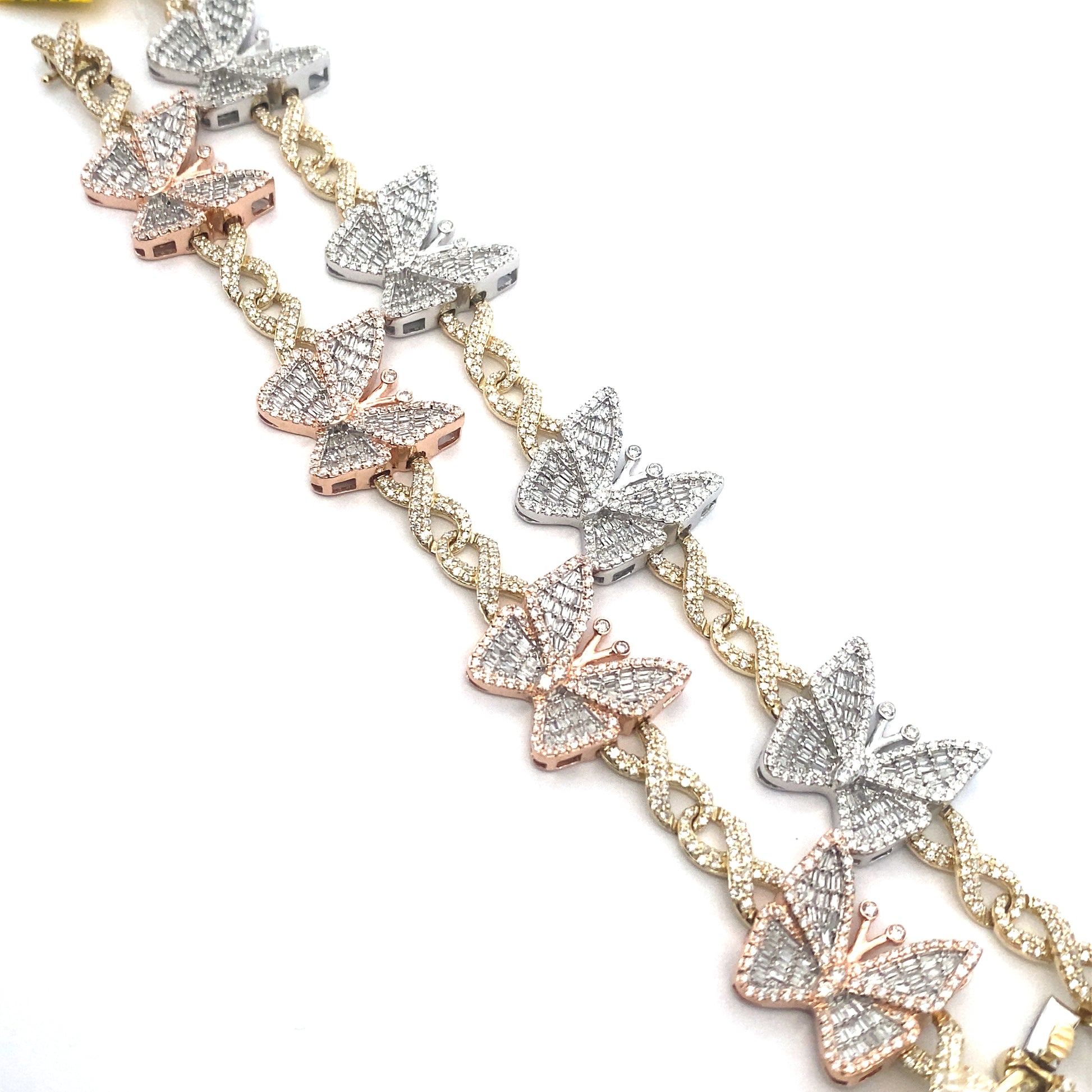10K 2-Tone Butterfly Charm Infinity Link Bracelet (7.25 Inches)