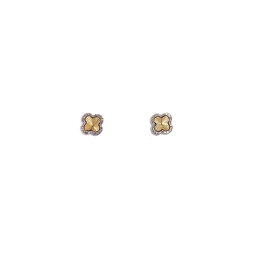 10K 2-Tone Clover Style Diamond Earrings