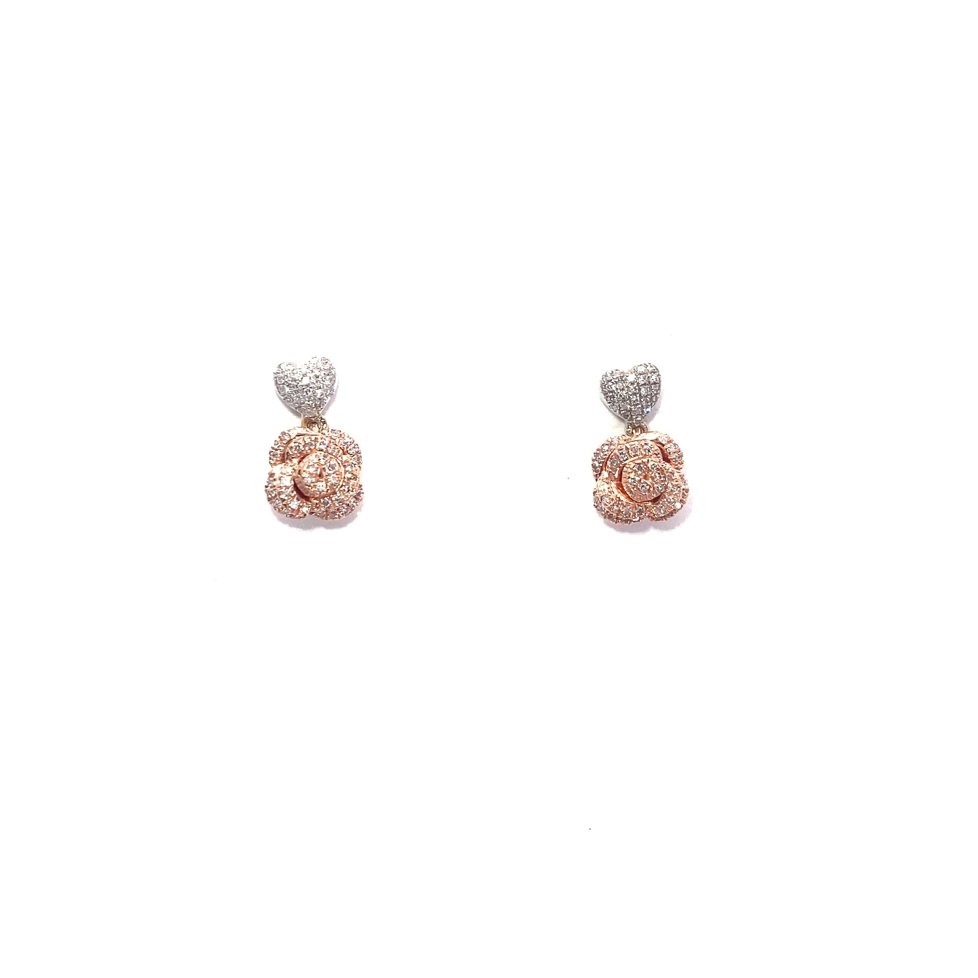 10K 2-Tone Diamond Flower Earrings