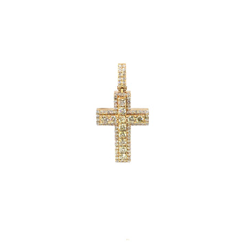 10K 2.68 cttw 2 Layer Diamond Cross Pendant