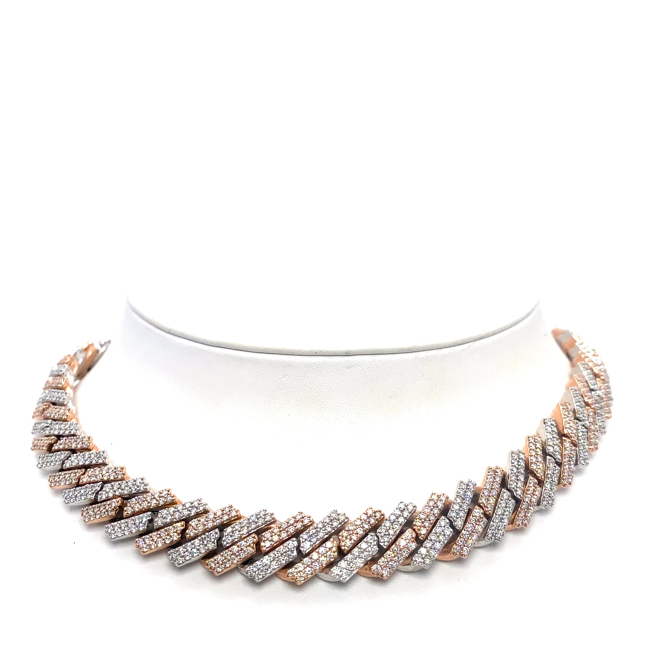 10K 208gr 2 Tone Diamond Cuban Chain