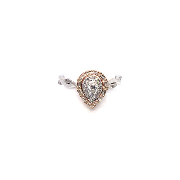 10K 3-Layer Pear Style 2-Tone Diamond Ring