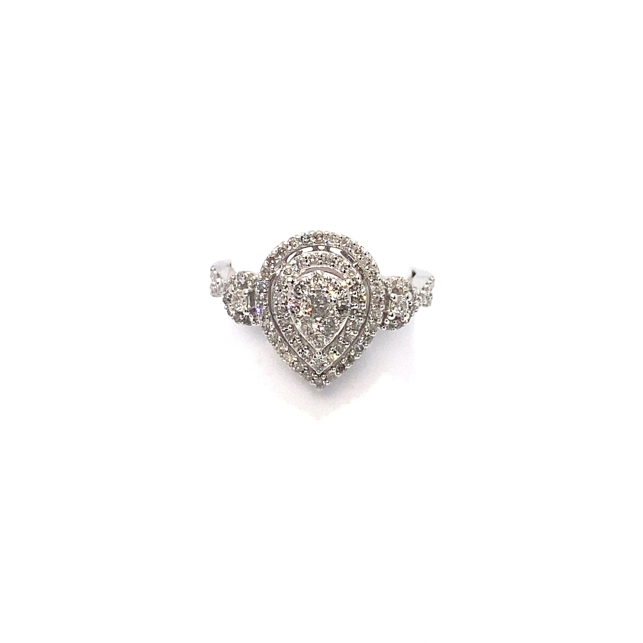 10K 3 Layer Pear Style Diamond Ring